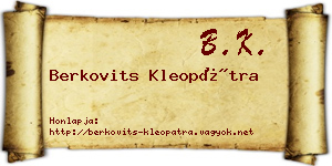 Berkovits Kleopátra névjegykártya